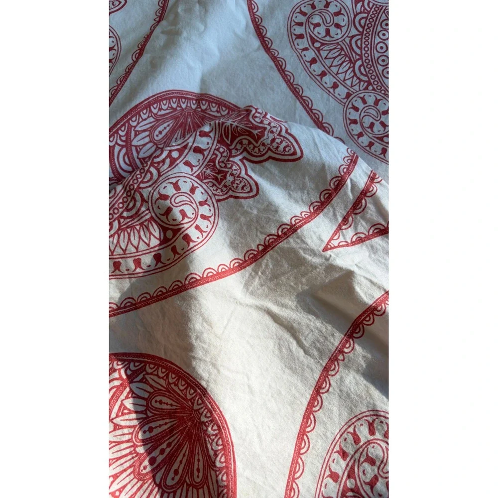 Pottery Barn Paisley Medallion Coral Twin Duvet Cover 100% Cotton Button Closure